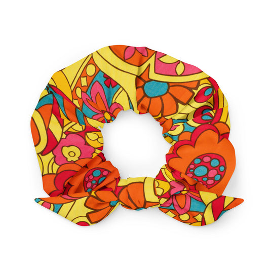 Recycled Retro Flower Scrunchie