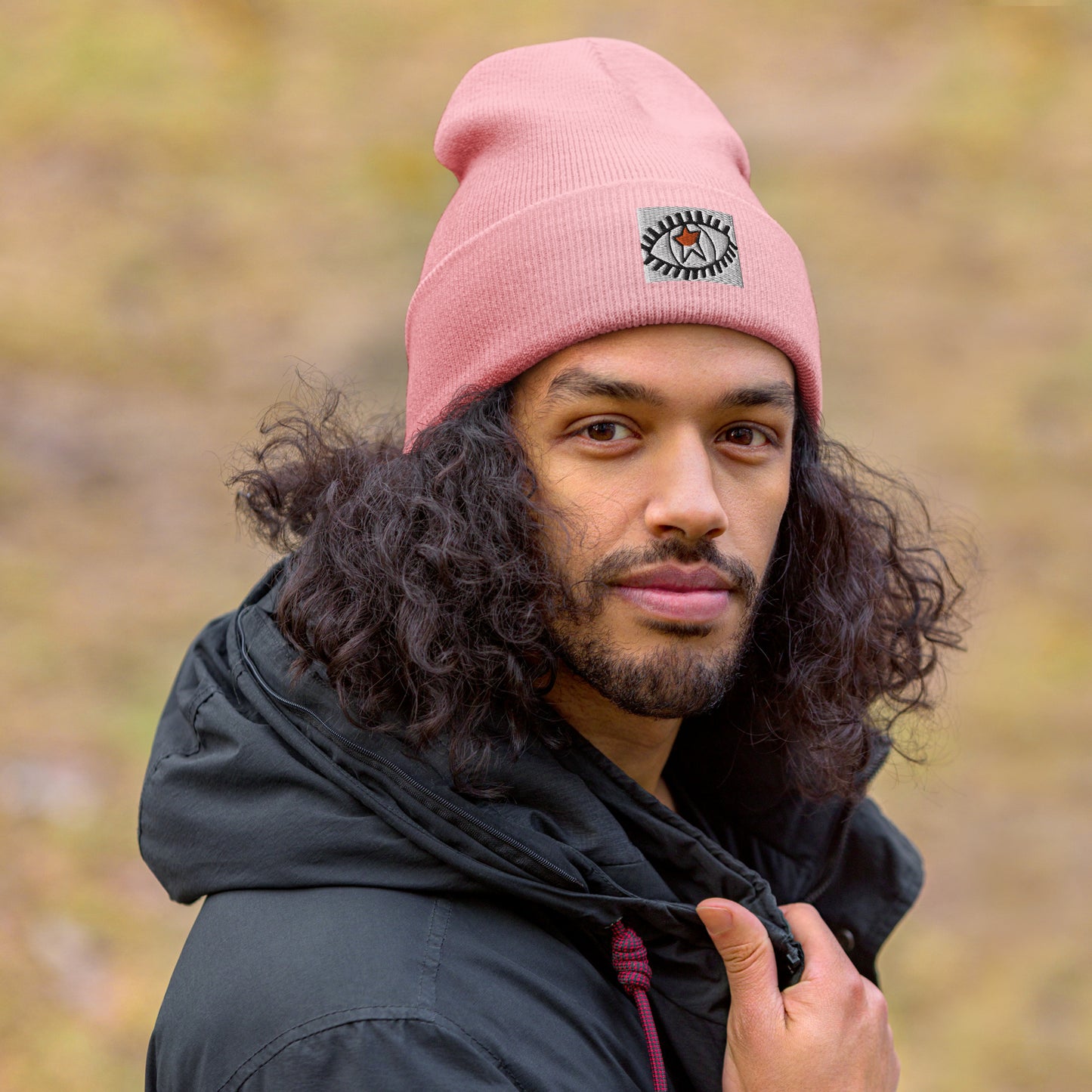 Embroidered Eye Cuffed Beanie