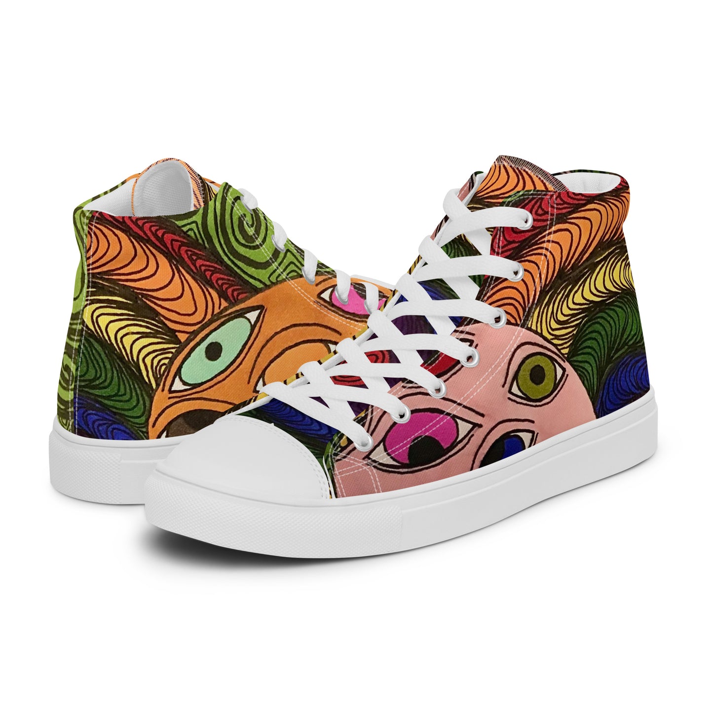 Colorful Eyes Men’s High Top Canvas Shoes