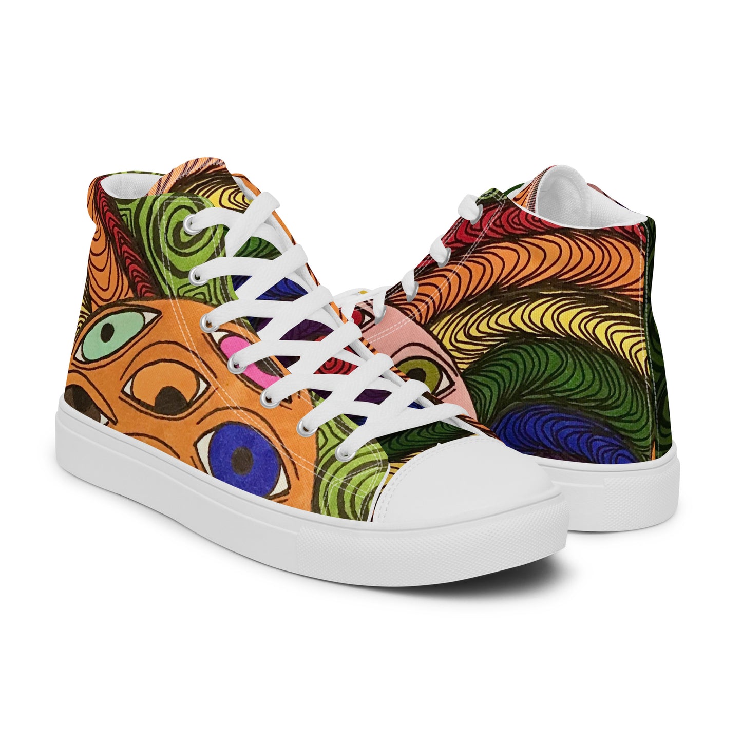 Colorful Eyes Men’s High Top Canvas Shoes