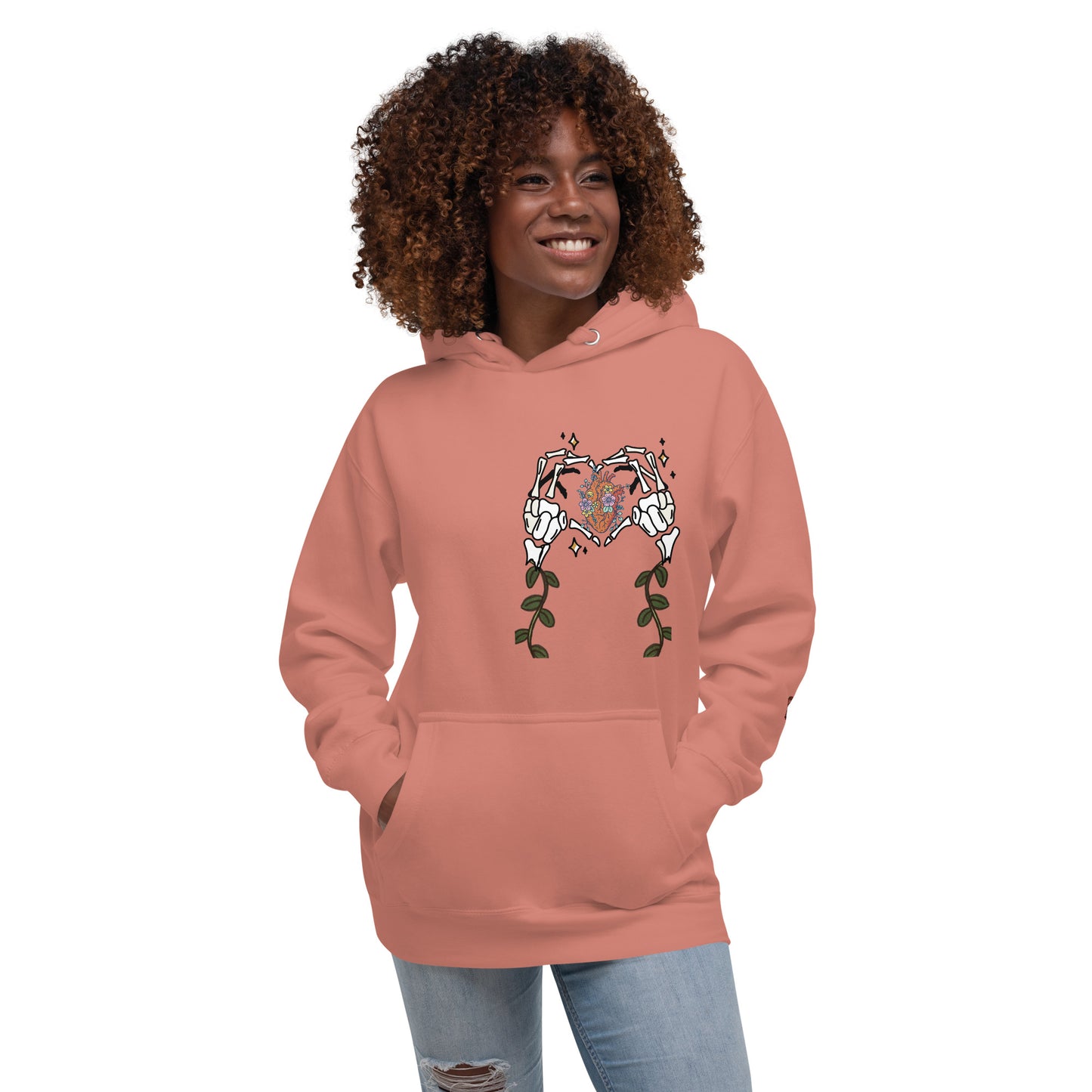 Skeleton Heart Hands Hoodie