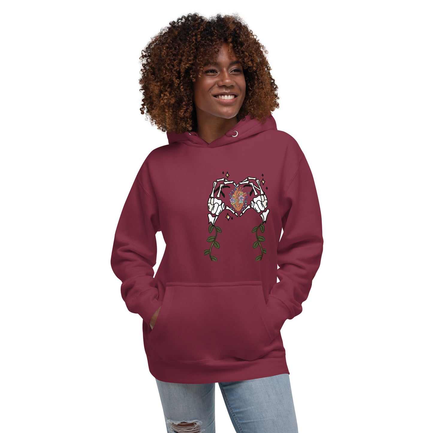 Skeleton Heart Hands Hoodie